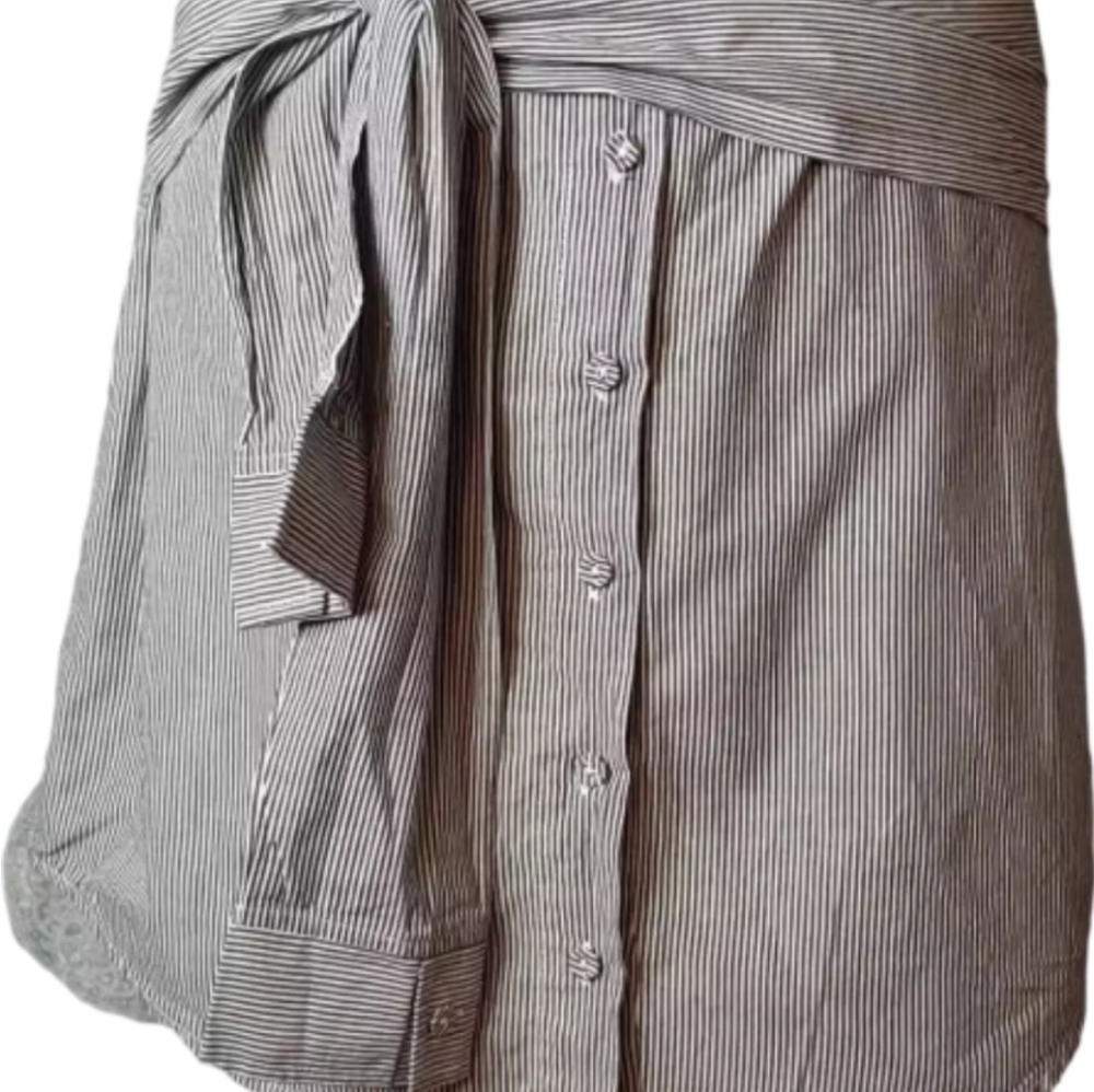 Laundry & co striped button down skirt with unique belt, EUC, size M
